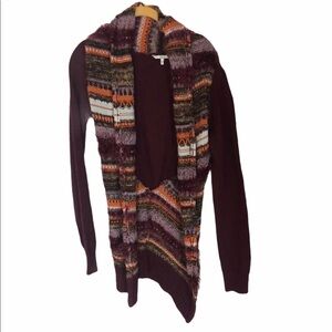 BKE Purple Crochet Fringe Cardigan Small